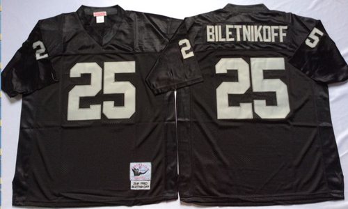 Mitchell And Ness Raiders #25 Fred Biletnikoff Black Throwback Stitched NFL Jersey - Click Image to Close